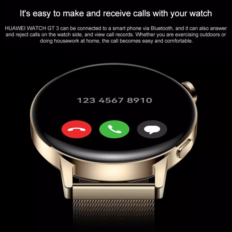 Smartwatch HUAWEI WATCH GT 3 cinturino in gomma da 42 mm, schermo AMOLED da 1,32 pollici, supporto monitoraggio della frequenza cardiaca / GPS / durata della batteria di 7 giorni / NFC, GT 3 42mm Black