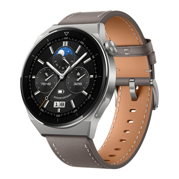 Smartwatch HUAWEI WATCH GT 3 Pro Titanium 46 mm cinturino in vera pelle, schermo AMOLED da 1,43 pollici, supporto ECG/GPS/durata della batteria 14 giorni, 46mm Rubber Wristband, 46mm Genuine Leather Wristband