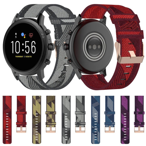 cinturino-per-orologio-con-cinturino-da-polso-in-nylon-con-trama-a-righe-da-22-mm-per-fossil-gen-5-carlyle-gen-5-julianna-gen-5-garrett-gen-5-carlyle-hr - immagine 2