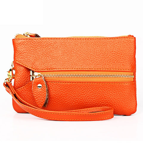 Pochette portafoglio da donna con trama quadrata orizzontale litchi del 2001, con tracolla staccabile e 6 portachiavi, Orange, Pink, Green, Yellow