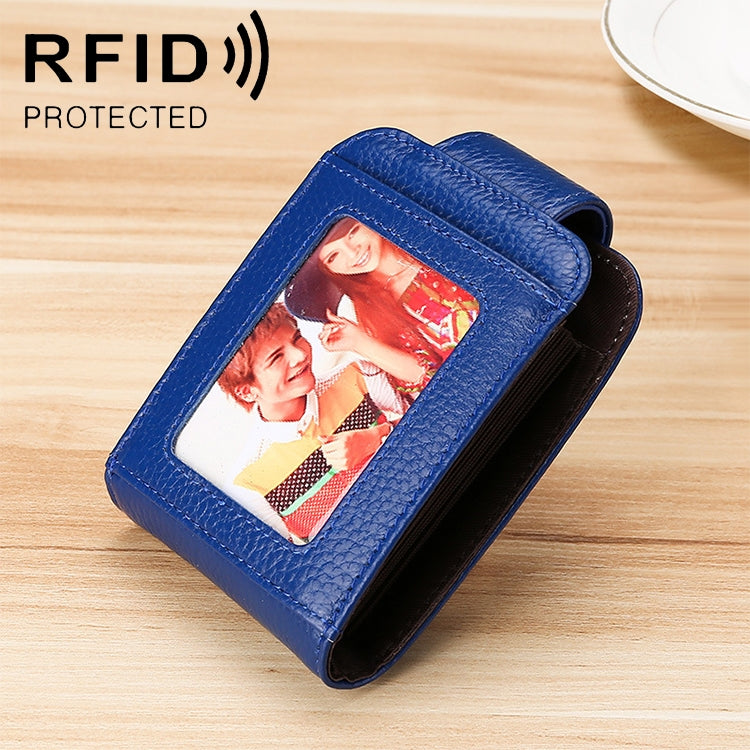 Portafoglio verticale in pelle di vacchetta RFID con scomparti per