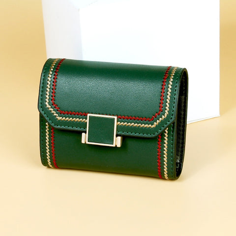 Portafoglio RFID Donna in Pelle di Vacchetta con Bottone a Pressione