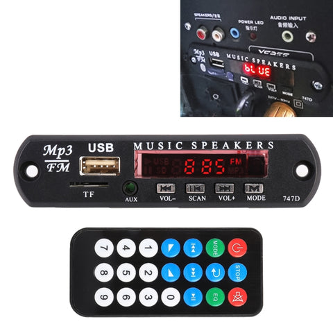 Scheda decodifica lettore MP3 audio 12V per auto Radio FM TF USB 3,5 mm AUX, senza Bluetooth e registrazione, without Bluetooth and Recording