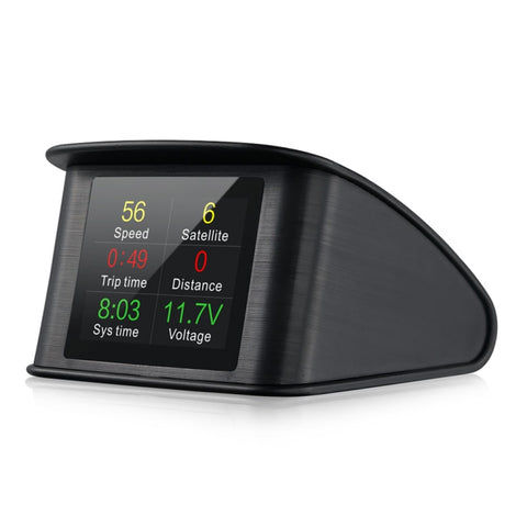 T600 HUD Misuratore digitale intelligente GPS per auto da 2,2 pollici con display LCD TFT multicolore, velocità e distanza di guida/tempo e tensione, allarme di velocità eccessiva, allarme di bassa tensione, commutazione di chilometri e miglia, T600