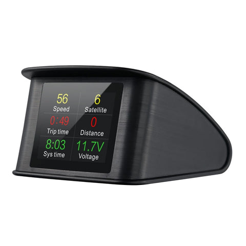 T600 HUD Misuratore digitale intelligente GPS per auto da 2,2 pollici con display LCD TFT multicolore, velocità e distanza di guida/tempo e tensione, allarme di velocità eccessiva, allarme di bassa tensione, commutazione di chilometri e miglia, T600