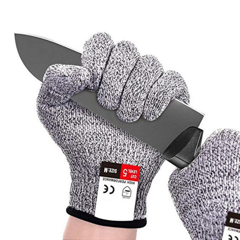 Un paio di guanti da giardinaggio resistenti al taglio Guanti da lavoro di sicurezza antiusura antitaglio a 5 livelli HPPE per uso alimentare, taglia: M, lunghezza: 22 cm, Size: M/Black, Size: M/White