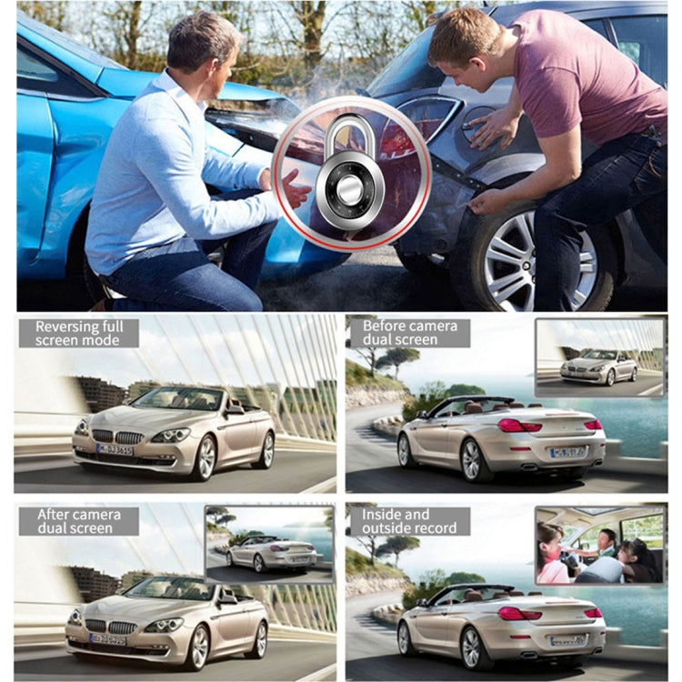 Schermo IPS da 4,0 pollici 5,0 Mega Pixel 170 gradi grandangolare Full HD 1080P 3 canali Video DVR per auto, supporto visione notturna luce di riempimento / retromarcia visiva / scheda TF (32 GB massimo) / sensore G / rilevamento movimento, 170 Degrees