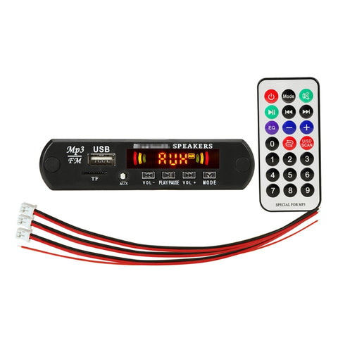 Scheda di decodifica lettore audio MP3 per auto 12V 2x3W Radio FM TF USB 3.5mm AUX, con Bluetooth / Funzione di chiamata di registrazione / Amplificatore di potenza / Telecomando, 12V