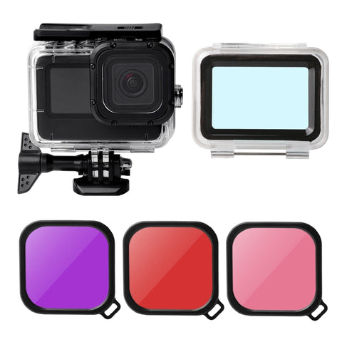 custodia-impermeabile-cover-posteriore-touch-filtro-obiettivo-viola-rosso-rosa-per-gopro-hero10-black-hero9-black-case-touch-cover-3-color-filter-for-gopro9 - immagine 2
