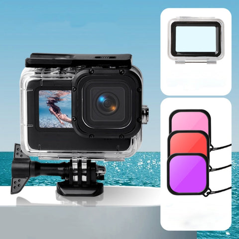 custodia-impermeabile-cover-posteriore-touch-filtro-obiettivo-viola-rosso-rosa-per-gopro-hero10-black-hero9-black-case-touch-cover-3-color-filter-for-gopro9 - immagine 1