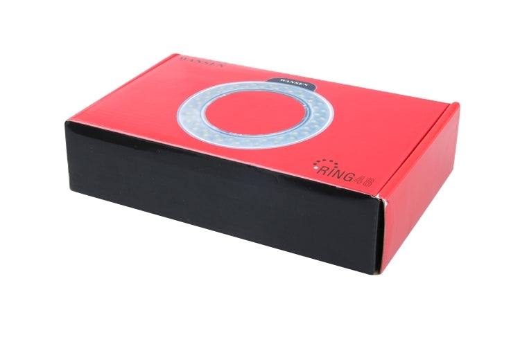 Torcia a LED circolare con 48 luci LED e 6 anelli adattatori (49 mm/52 mm/55 mm/58 mm/62 mm/67 mm) per obiettivo macro