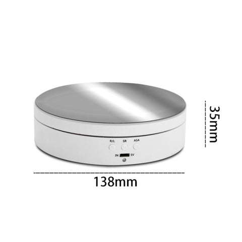 Specchio da 13,8 cm stile USB ricarica intelligente giradischi girevole a 360 gradi espositore puntelli per riprese video giradischi per fotografia, carico 3 kg, 13.8cm Mirror/Powered by USB(W)