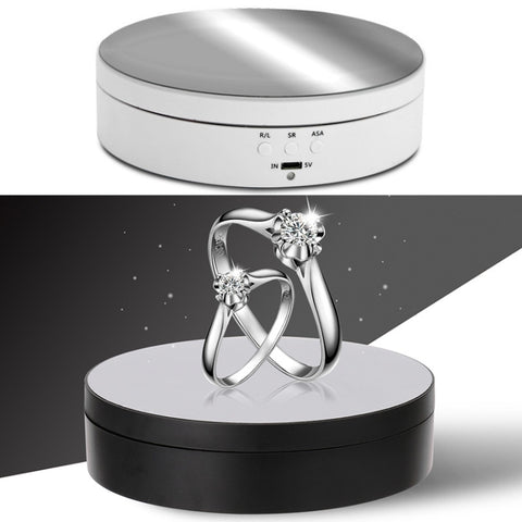 Specchio da 13,8 cm stile USB ricarica intelligente giradischi girevole a 360 gradi espositore puntelli per riprese video giradischi per fotografia, carico 3 kg, 13.8cm Mirror/Powered by USB(W)