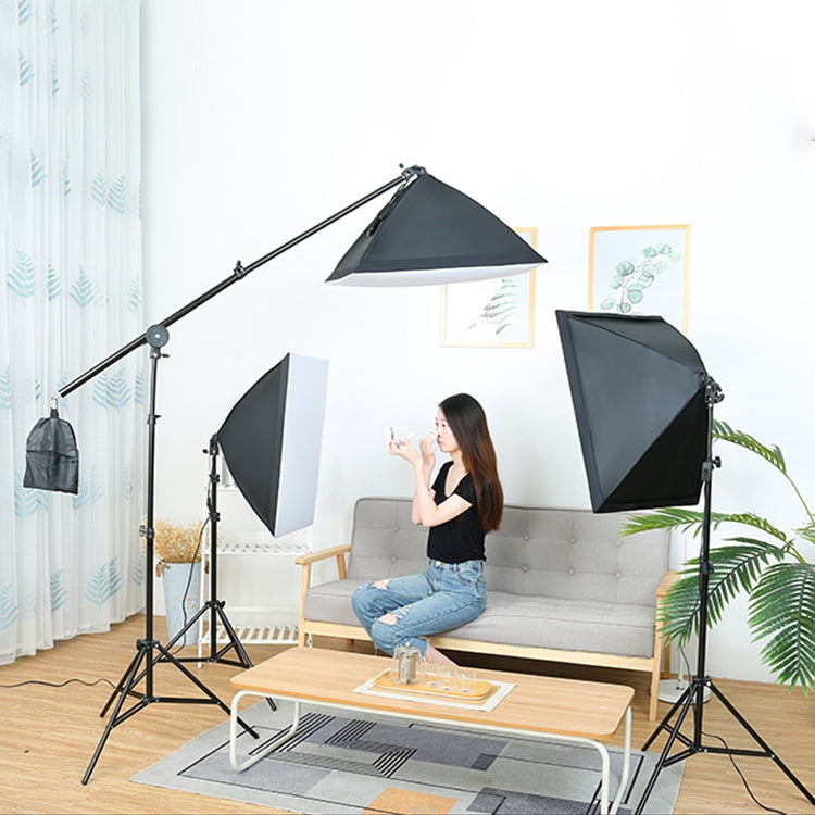 Softbox a luce singola 50x70 cm + supporto per treppiede per illuminazione fotografica da 2 m + set di luci per flash da studio con braccio trasversale