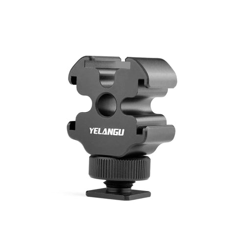 YELANGU YLG0601A A68 Adattatore per montaggio su slitta fredda a 3 teste Microfono Staffa di supporto in metallo per luce flash, YELANGU A68 3-Head Cold Shoe
