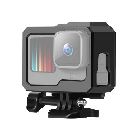Per GoPro HERO10 Black / HERO9 Black Custodia protettiva per montaggio su telaio con bordo in plastica ABS con fibbia di montaggio di base e vite, ABS Plastic Border Frame
