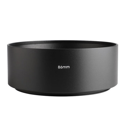 Paraluce completamente in metallo con tubo dritto con filettatura da 86 mm per teleobiettivo medio, 86mm x 86mm x 40mm