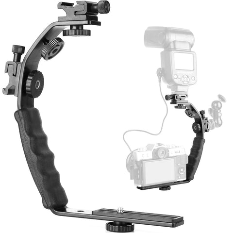Supporto per fotocamera con staffa flash in alluminio a forma di L, L-Shaped