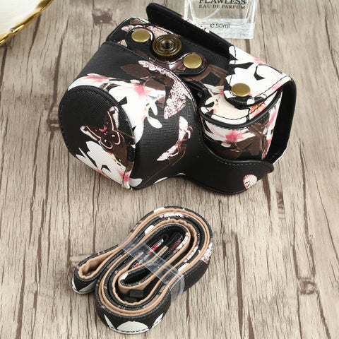 Custodia per fotocamera in pelle PU con motivo floreale per Sony A6000 / A6300 / A6400 / Nex 6