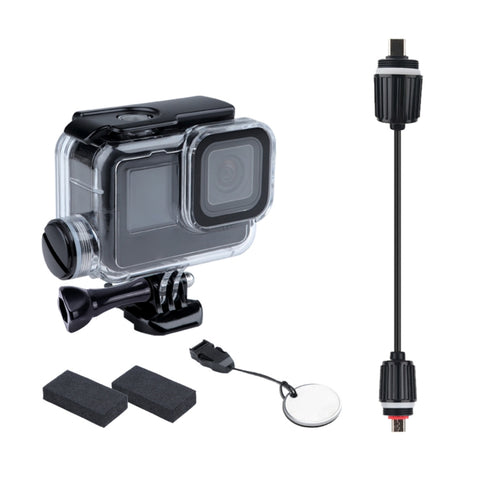 Per GoPro HERO10 Black / HERO9 Black Custodia impermeabile con ricarica da 30 m con fibbia di montaggio di base e vite, For GoPro HERO9 Black / Charging