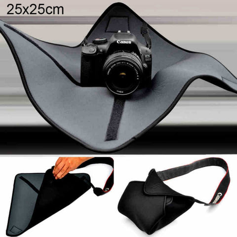 coperta-magica-antiurto-con-borsa-in-neoprene-per-obiettivi-fotografici-canon-nikon-sony-dimensioni-25-x-25-cm-25-x-25cm - immagine 1