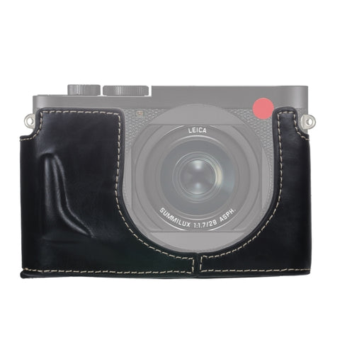 base-mezza-custodia-per-fotocamera-in-pelle-pu-con-filettatura-da-1-4-di-pollice-per-leica-q2-for-leica-q2 - immagine 1