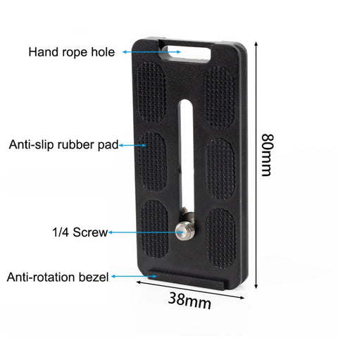 Piastra a sgancio rapido antirotazione BEXIN PL-80 con cuscino in gomma, PL-82