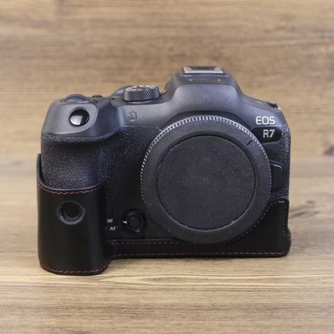 Per Canon EOS R7 Base mezza custodia per fotocamera in pelle PU con filettatura da 1/4 di pollice, For Canon EOS R7