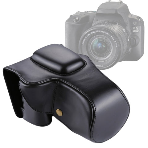 custodia-in-pelle-pu-per-fotocamera-full-body-per-canon-eos-200d-obiettivo-18-55mm-for-eos-200d - immagine 1