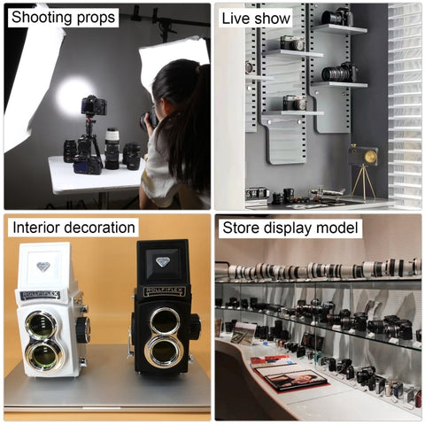 Puntelli per studio fotografico modello di fotocamera DSLR retrò portatile fittizio finto non funzionante