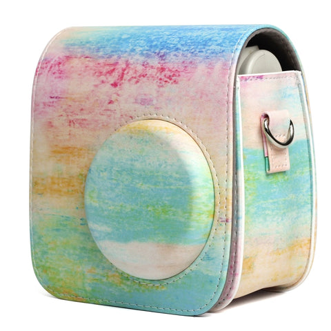 borsa-protettiva-per-fotocamera-in-pelle-pu-modello-pittura-a-olio-arcobaleno-per-fotocamera-fujifilm-instax-mini-7s-7c-rainbow-oil - immagine 2