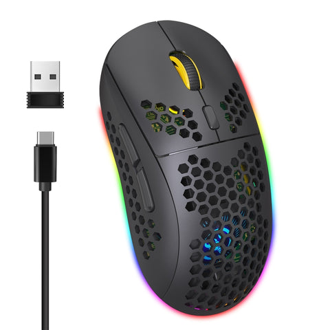 Mouse da gioco wireless RGB leggero HXSJ T90 con tre modalità di