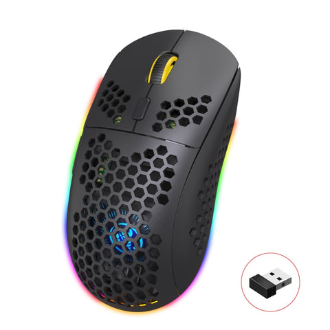 Mouse da gioco wireless RGB leggero HXSJ T90 con tre modalità di