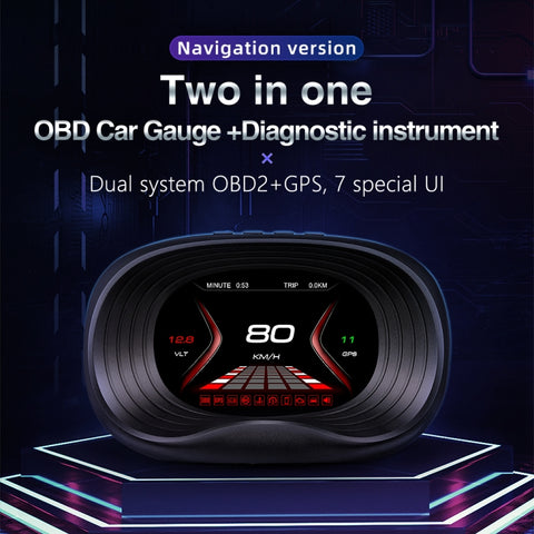 Display Head-Up P20 OBD2 con GPS: Allerta Velocità e Temperatura