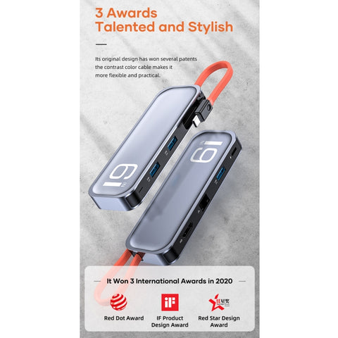 ROCK TR06 Docking station multifunzione 6 in 1 da tipo C / USB-C a RJ45, TR06