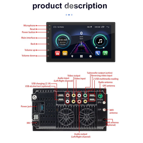 S-072A Schermo IPS da 7 pollici Lettore Android per auto Navigazione GPS Bluetooth Radio touch, supporto Mirror Link, FM, WIFI e controllo del volante, S-072A
