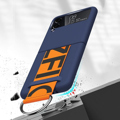 Per Samsung Galaxy Z Flip4 cinturino da polso Skin Feel custodia per PC smerigliata, For Samsung Galaxy Z Flip4