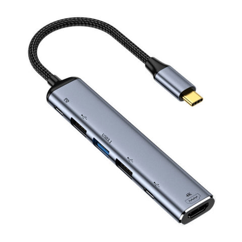 Y004 6 in 1 da USB-C/Tipo-C a HDMI+USB 3.1+Doppia USB 2.0+Doppia interfaccia USB-C/Tipo-C Adattatore multifunzione, Y004