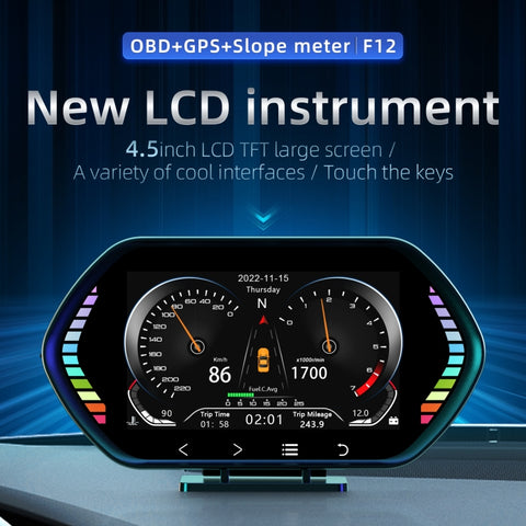 Display Head-Up F12 HUD GPS per Misurazione Pendenza Auto - OBD HD