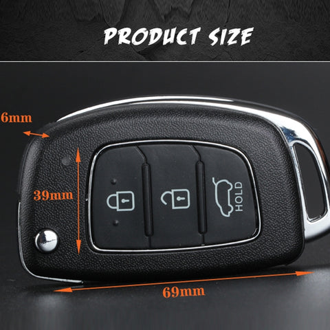 Per Hyundai Guscio chiave auto pieghevole a 3 pulsanti con bordo in metallo argentato, For Hyundai 3-button