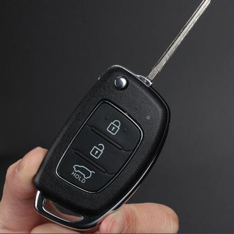 Per Hyundai Guscio chiave auto pieghevole a 3 pulsanti con bordo in metallo argentato, For Hyundai 3-button
