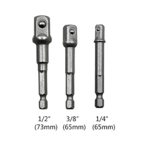 3 pezzi/set barra di prolunga per presa a bussola adattatore codolo esagonale cacciavite per dadi punta per trapano elettrico (1/4, 3/8, 1/2 pollici), lunghezza: 65-73 mm, 3 PCS/Set Length:65-73mm - Novalix Store