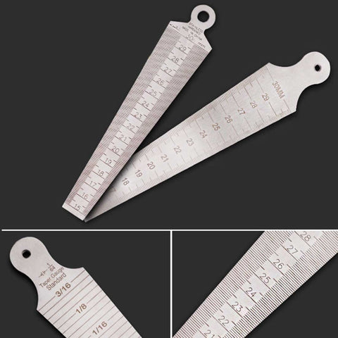 Wedge Feeler Gap 15-30mm Righello in acciaio inossidabile Ispezione Calibro conico Strumento di misura metrico imperiale, 15-30mm Metric Imperial