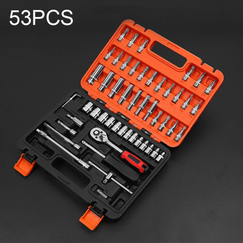 Set di chiavi a cricchetto per cassetta degli attrezzi combinata per riparazione auto multifunzione 53 in 1, 53 In 1