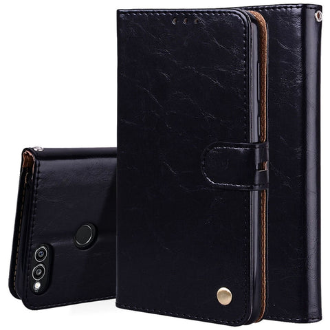 Per Huawei Honor Play 7X Custodia in pelle a vibrazione orizzontale con texture a cera d'olio stile business con supporto, slot per carte e portafoglio, For Huawei Honor Play 7X