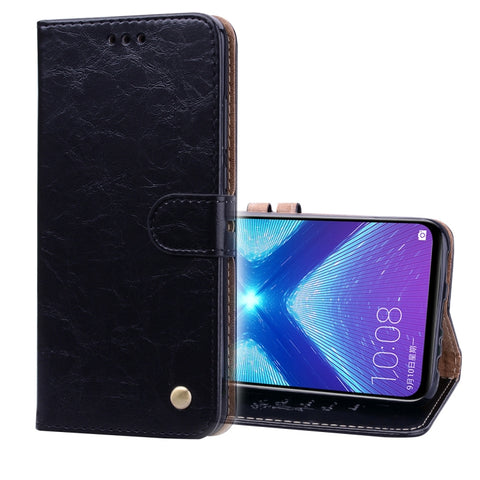 custodia-in-pelle-a-vibrazione-orizzontale-con-texture-a-cera-d-olio-stile-business-per-huawei-honor-8x-con-supporto-slot-per-carte-e-portafoglio-for-huawei-honor-8x - immagine 1