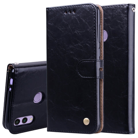 custodia-in-pelle-a-vibrazione-orizzontale-con-texture-a-cera-d-olio-stile-business-per-huawei-honor-8c-con-supporto-slot-per-carte-e-portafoglio-for-huawei-honor-8c - immagine 1