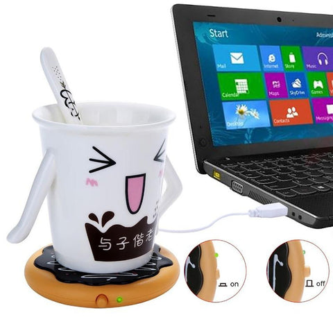 cavo-di-alimentazione-usb-con-design-a-ciambella-tazza-da-tavolo-scaldatazze-te-caffe-bevande-tappetino-riscaldante-donut - immagine 1