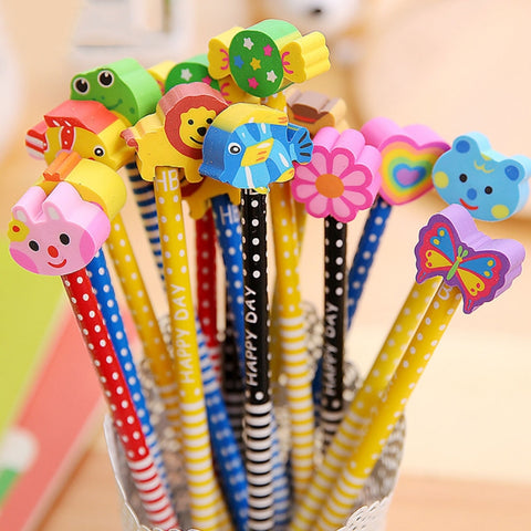 cancelleria-creativa-serie-di-animali-dei-cartoni-animati-matita-hb-in-legno-con-gomma-matite-per-bambini-per-articoli-per-ufficio-scolastico-per-bambini-consegna-casuale-di-colori-hb-pencil-with-eraser - immagine 1