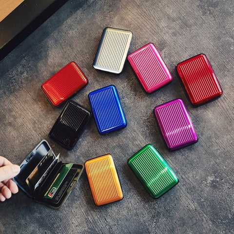 Porta carte di credito antimagnetico in lega di alluminio e resina ABS di alta qualità, consegna a colori casuale, Anti-magnetic Bank Card Case